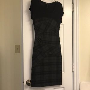 BCBGMAXAZRIA Black and Grey Plaid Dress